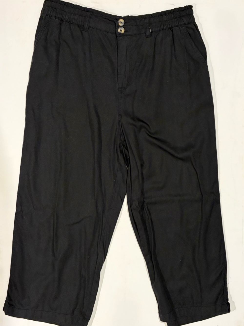 Maurices Baggy Wide Leg Black Casual Cotton Blend Elastic Waist Crop Pants